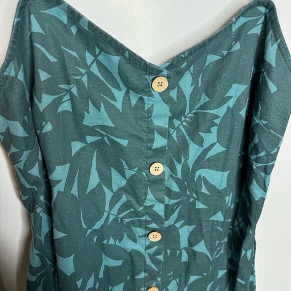 UpWest EcoHemp Palm Leaf Print Button Down Midi Sundress Size Medium - Picture 3 of 7